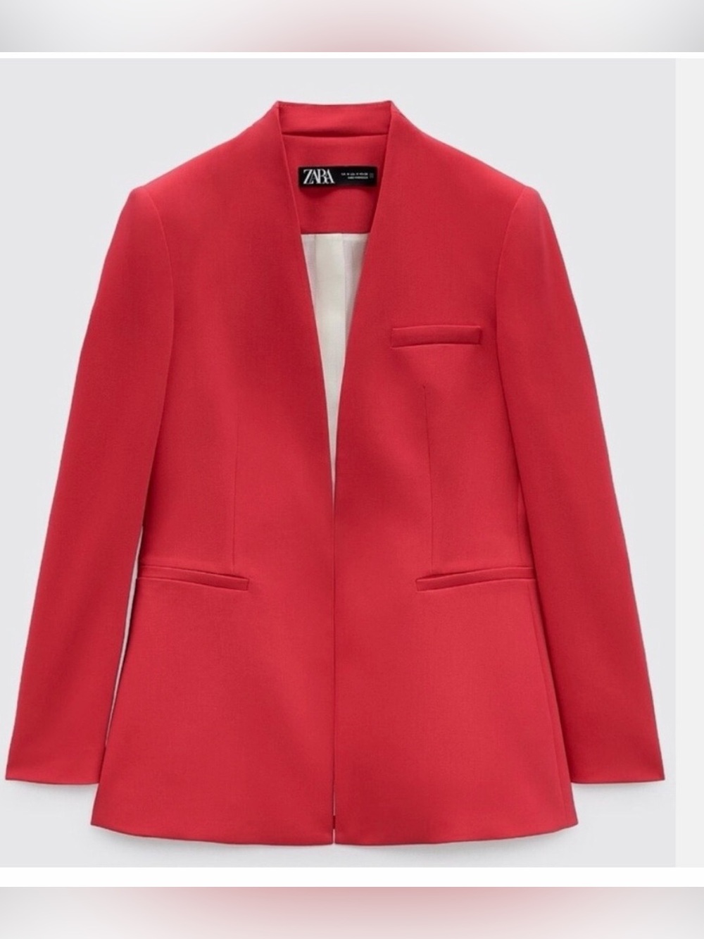 Zara Collarless Structured Blazer and Pant in a vibrant Red/Fuchsia